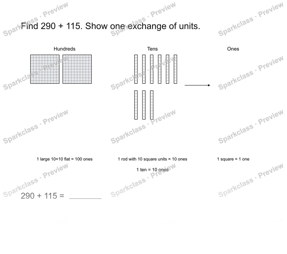 Add with an exchange — Grade 2 problem preview
