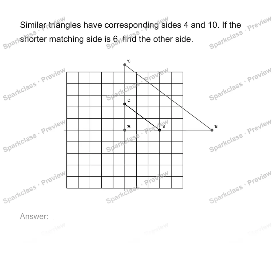 Find a missing side in similar figures — Grade 8 problem preview