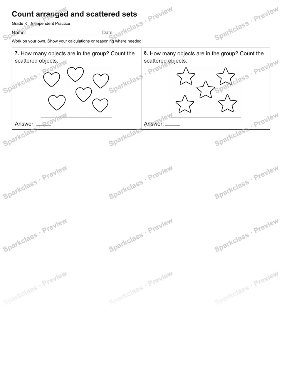 Count arranged and scattered sets — Independent Practice — page 2