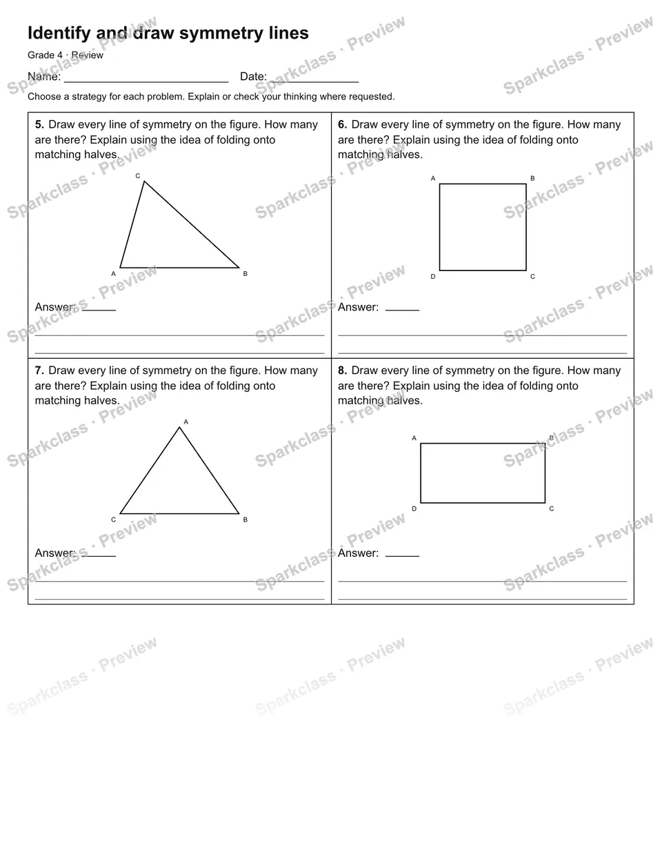 Identify and draw symmetry lines — Review — page 2
