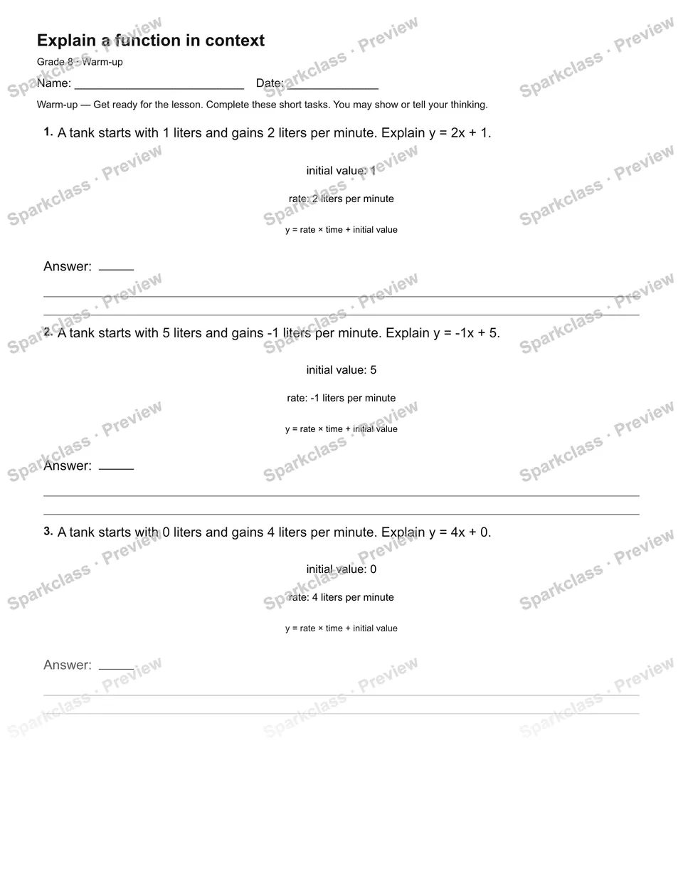 Explain a function in context — Warm-up — page 2
