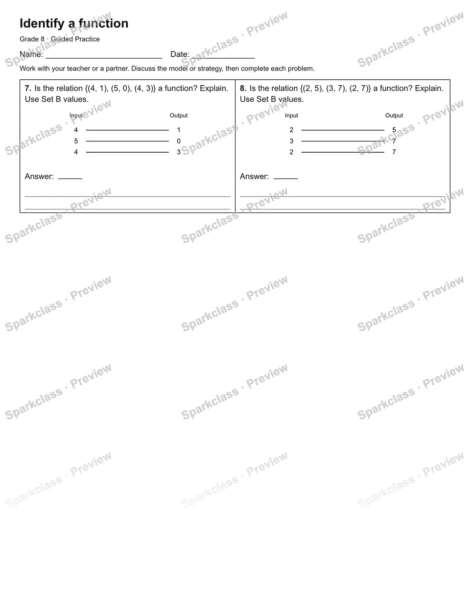 Identify a function — Guided Practice — page 2