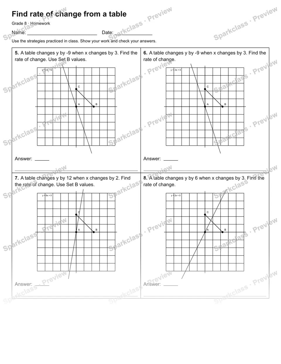 Find rate of change from a table — Homework — page 2