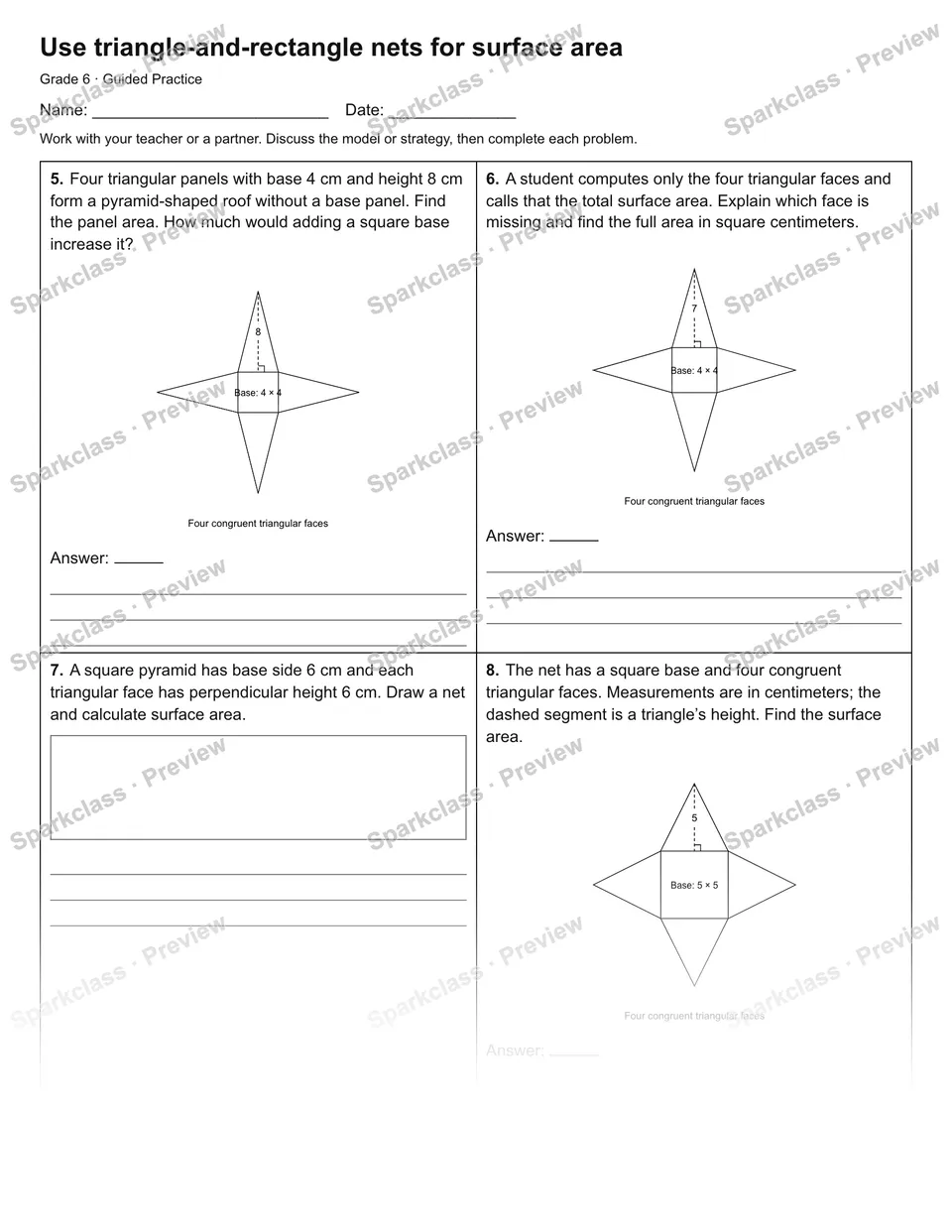 Use triangle-and-rectangle nets for surface area — Guided Practice — page 2