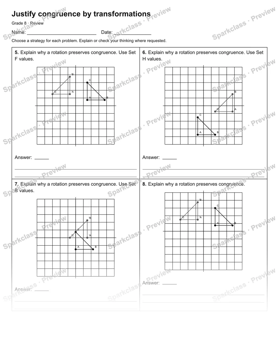 Justify congruence by transformations — Review — page 2
