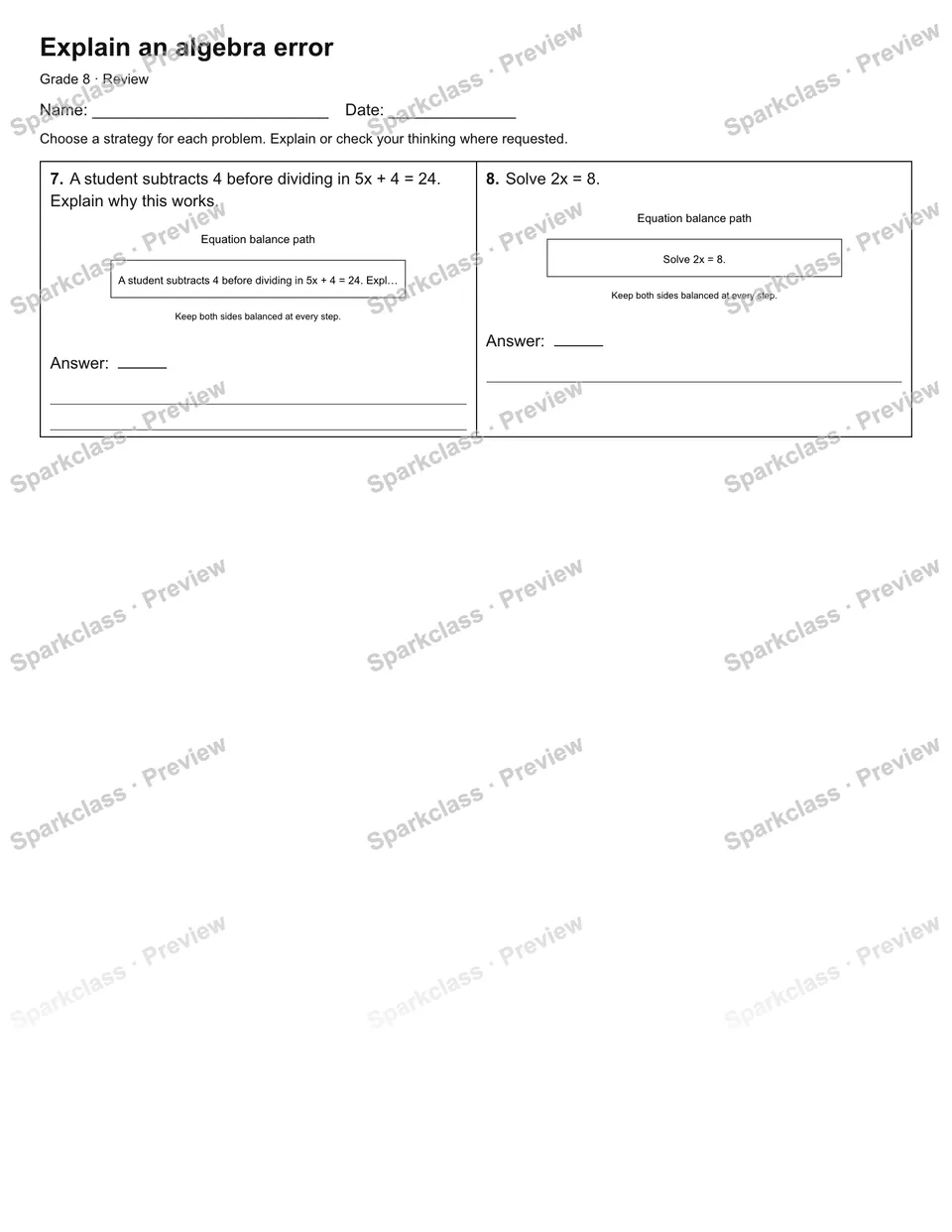 Explain an algebra error — Review — page 2