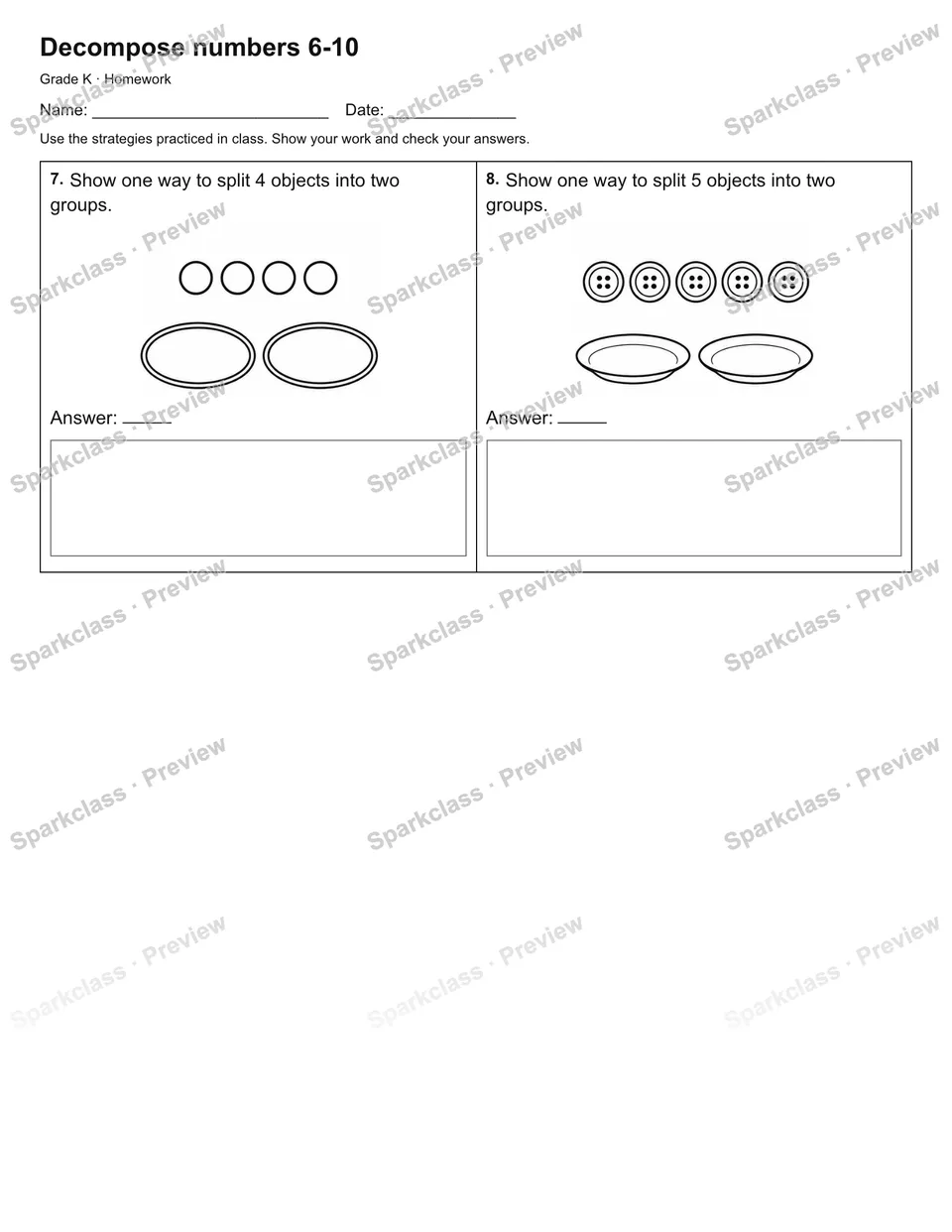 Decompose numbers 6-10 — Homework — page 2