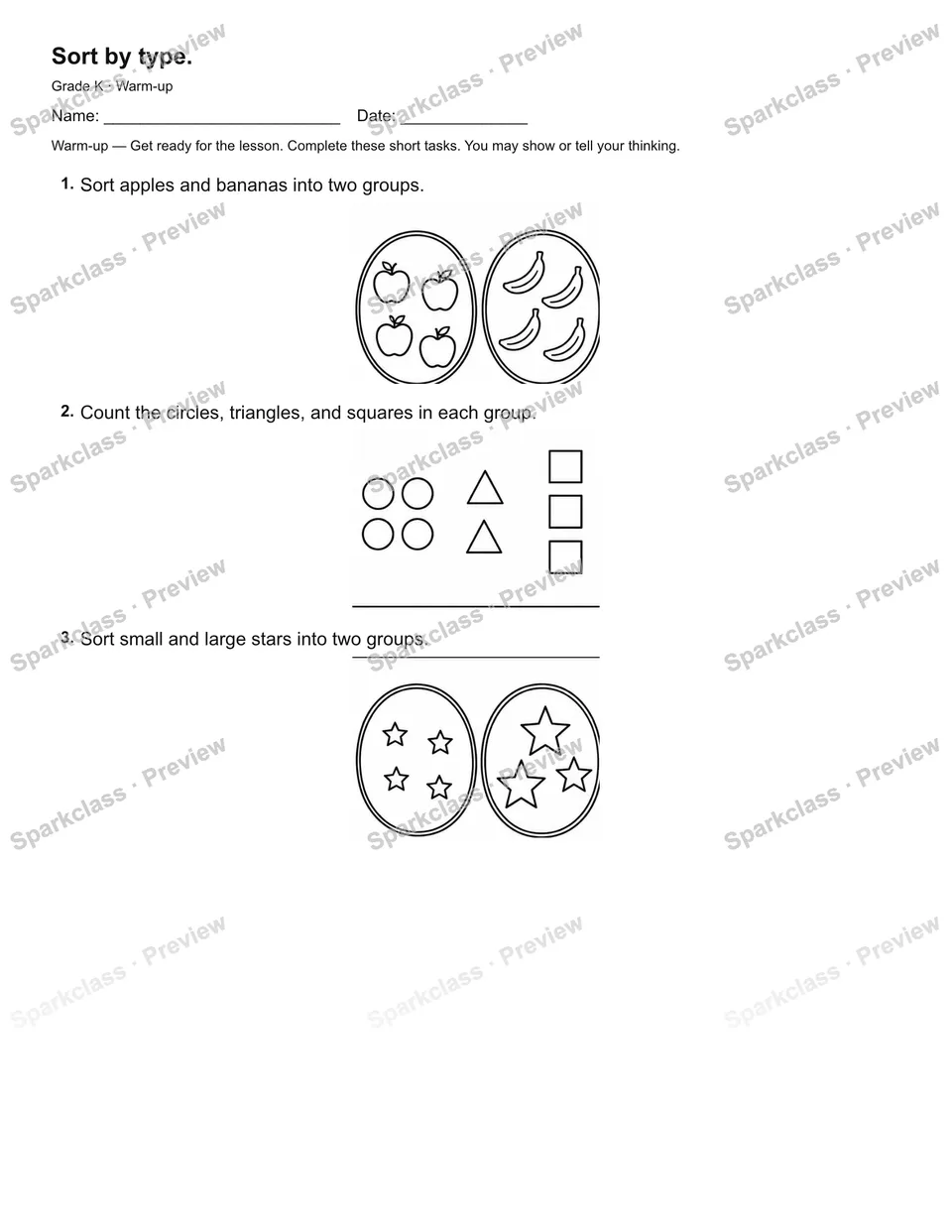 Sort by type. — Warm-up — page 2