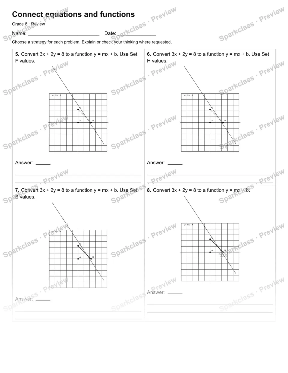 Connect equations and functions — Review — page 2