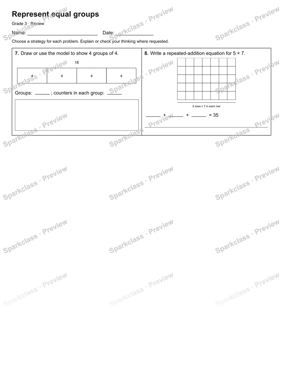 Represent equal groups — Review — page 2
