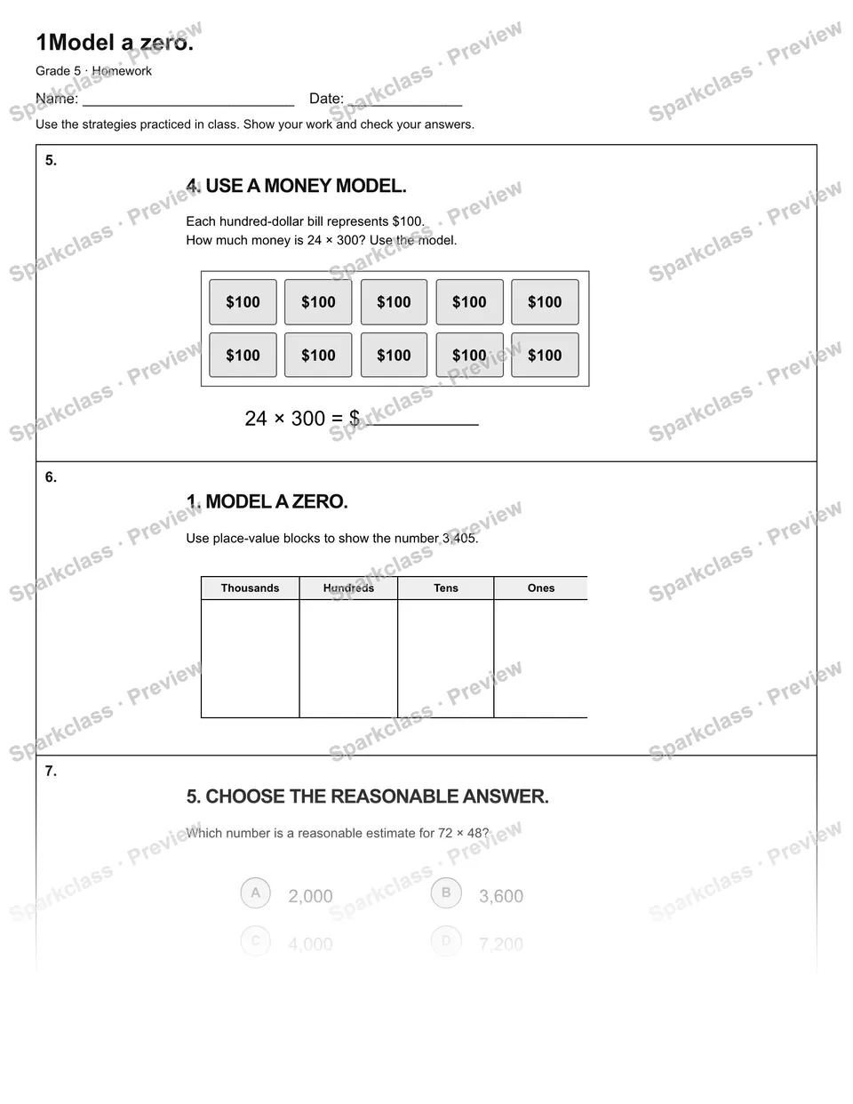 1Model a zero. — Homework — page 3