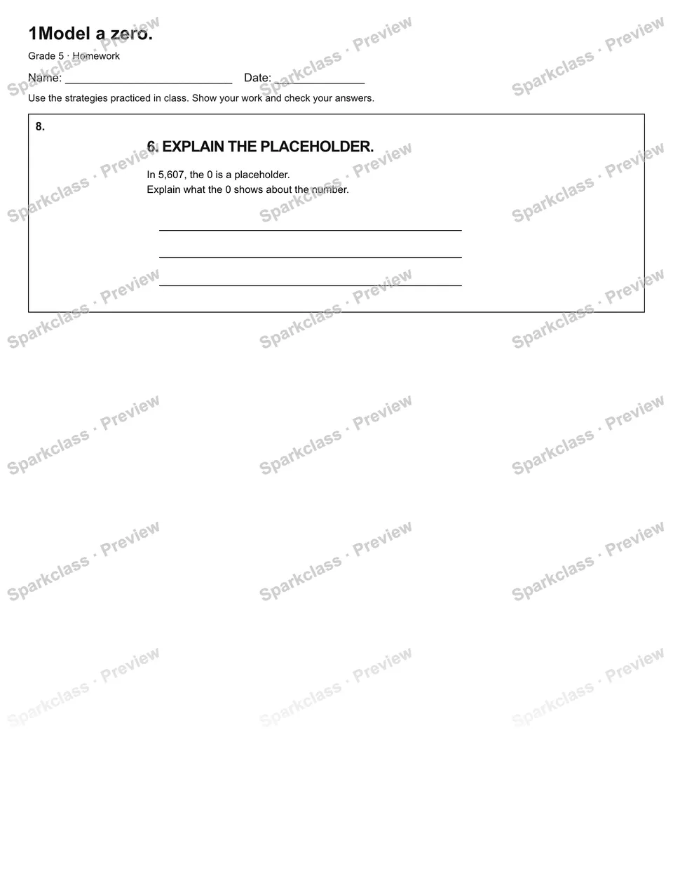 1Model a zero. — Homework — page 4