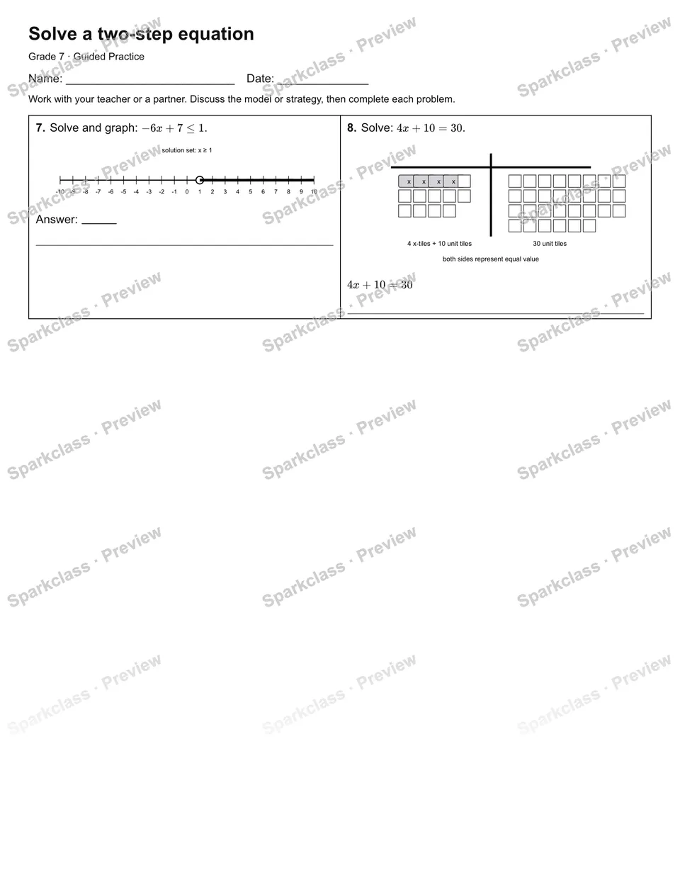 Solve a two-step equation — Guided Practice — page 2