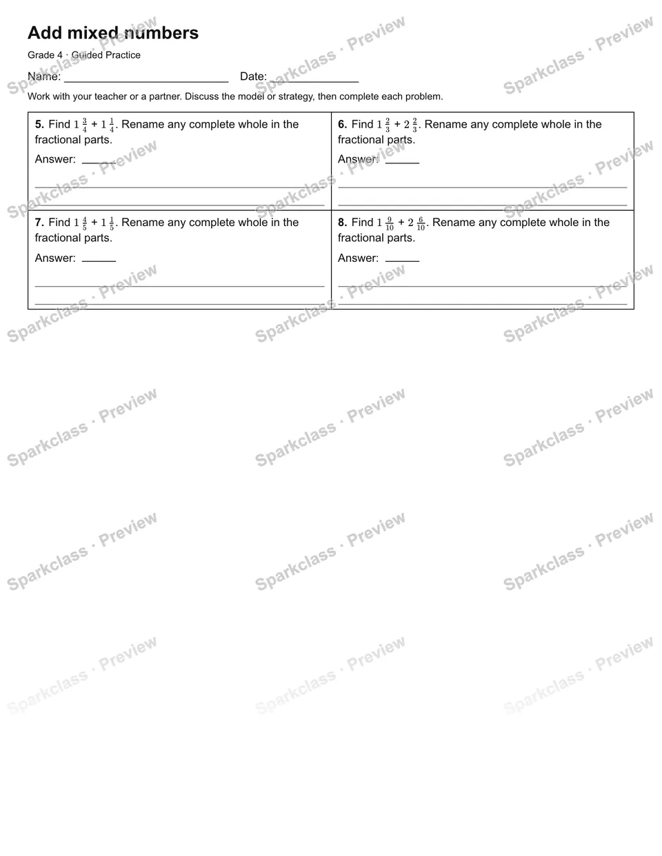 Add mixed numbers — Guided Practice — page 2