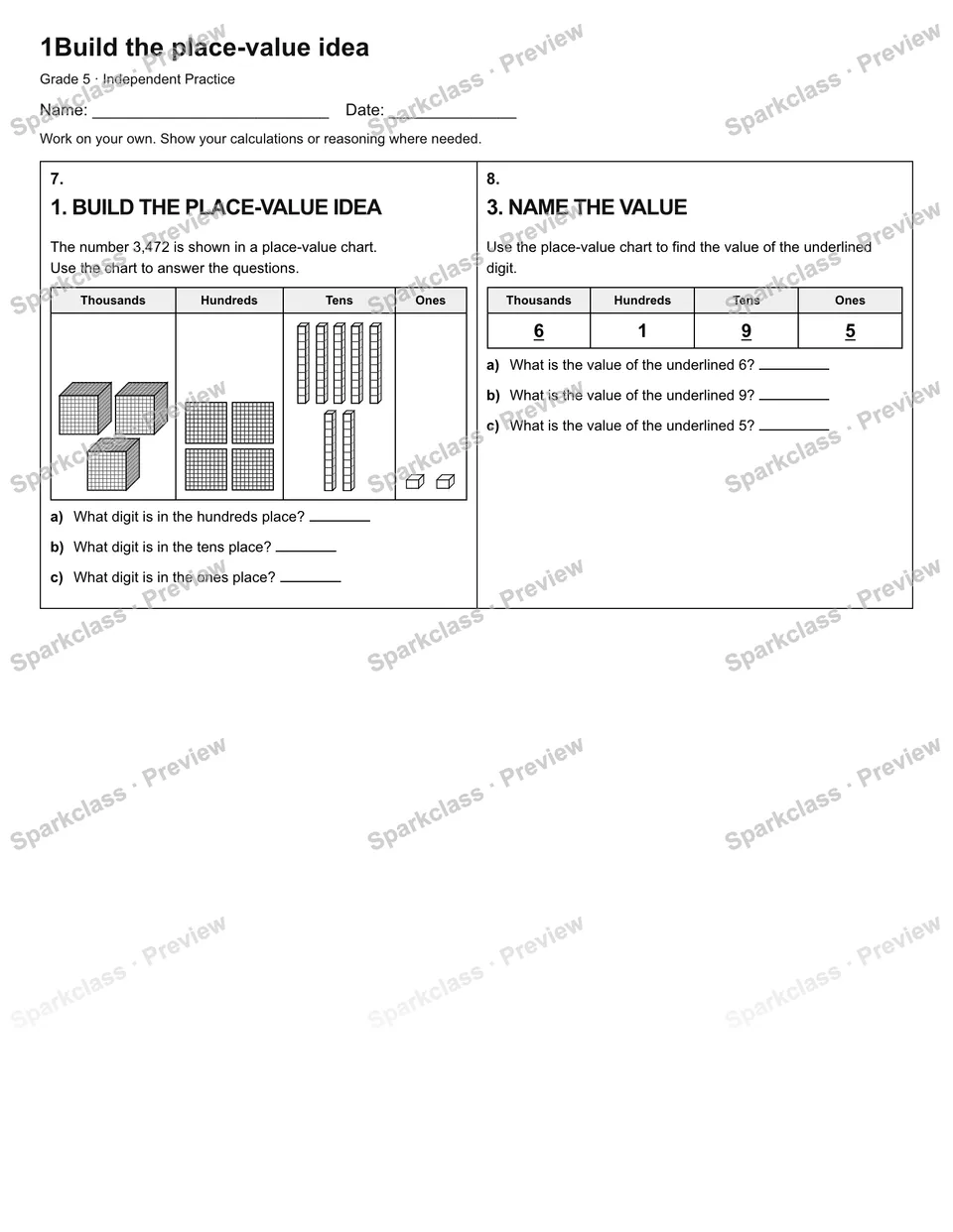1Build the place-value idea — Independent Practice — page 2