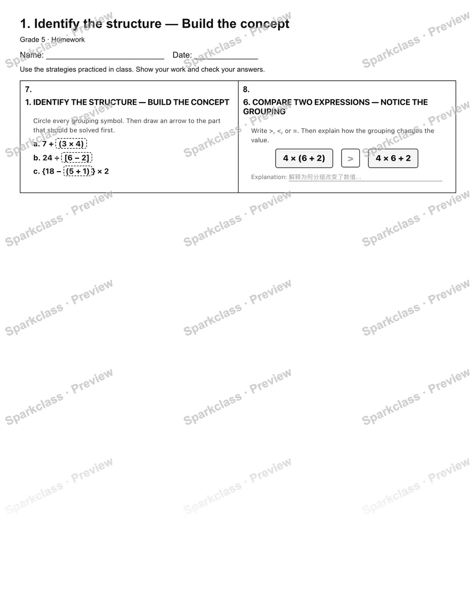 1. Identify the structure — Build the concept — Homework — page 2