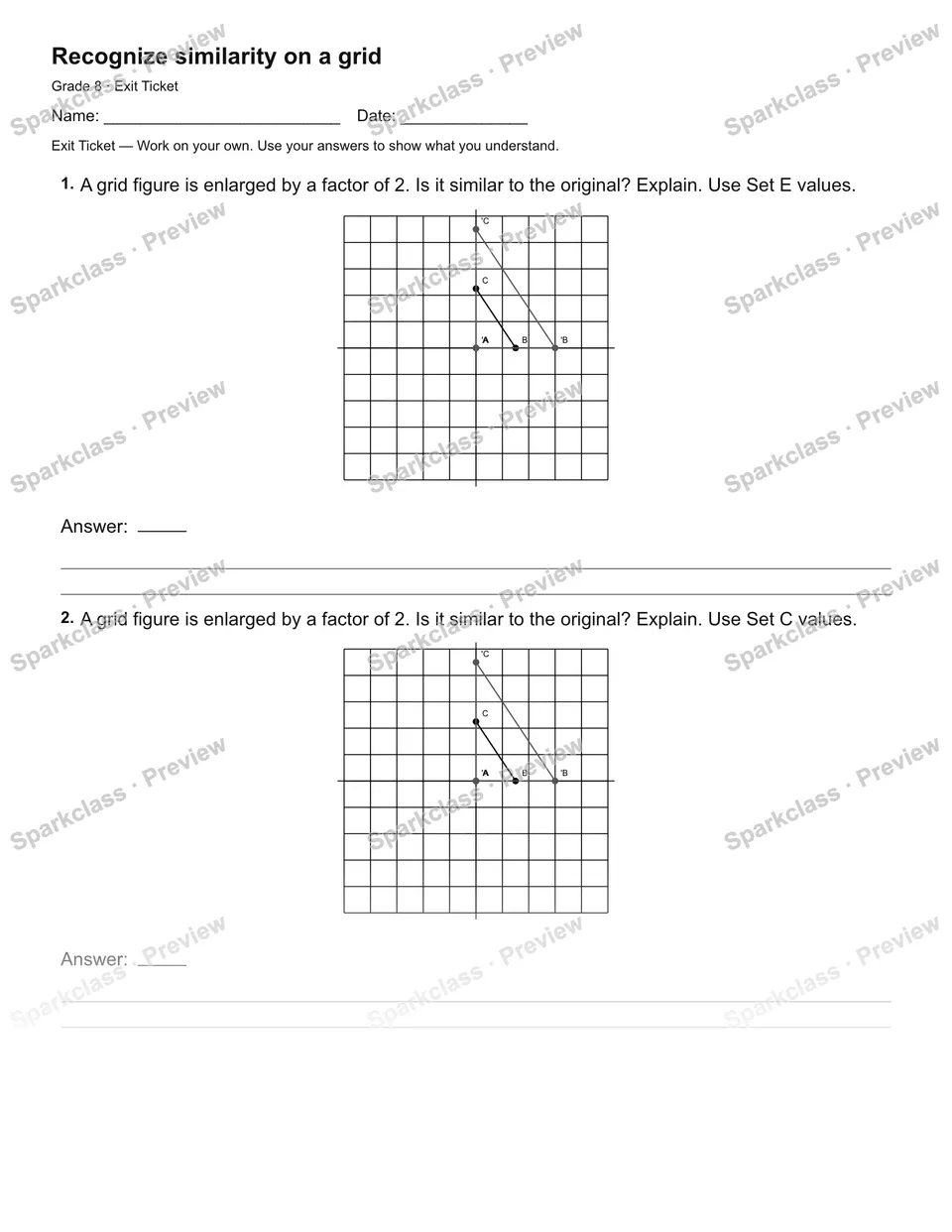 Recognize similarity on a grid — Exit Ticket — page 2