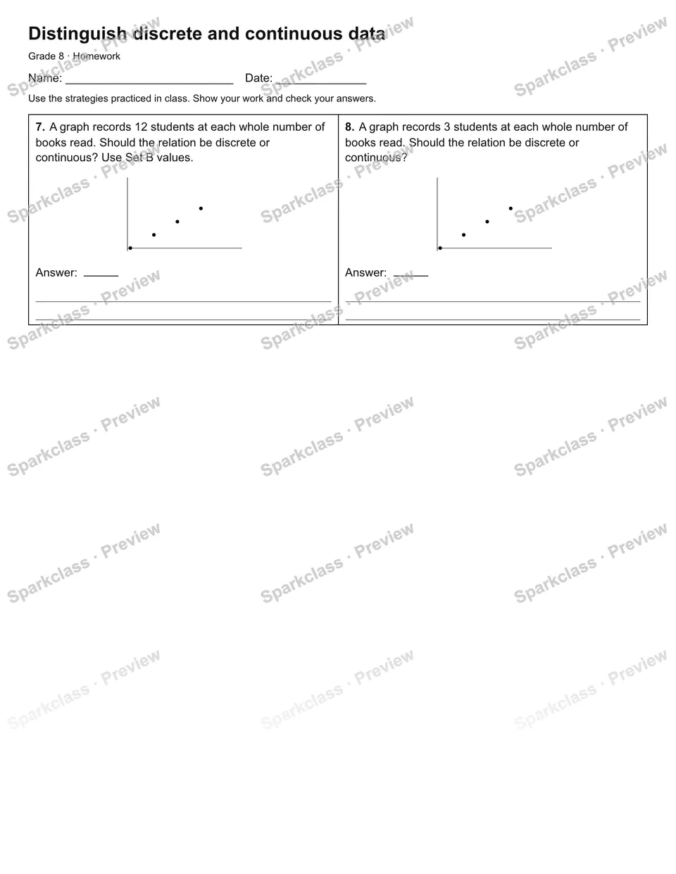 Distinguish discrete and continuous data — Homework — page 2