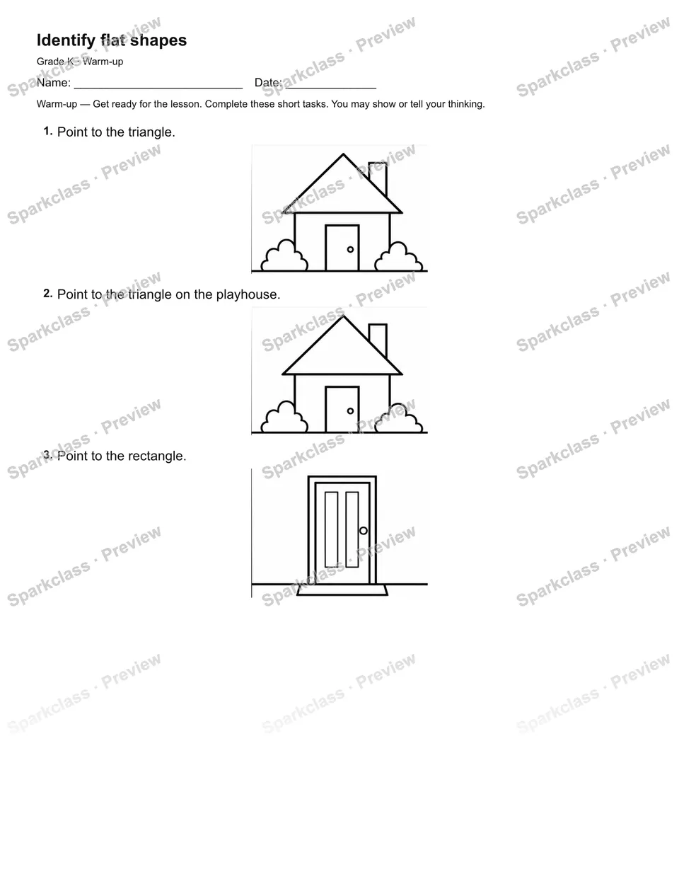 Identify flat shapes — Warm-up — page 2
