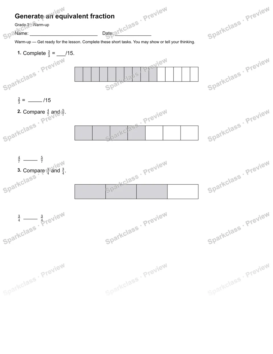 Generate an equivalent fraction — Warm-up — page 2