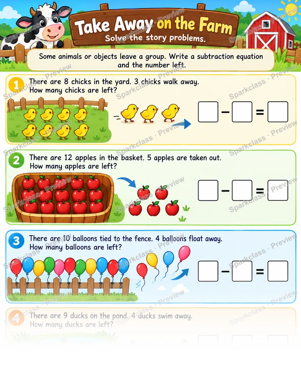 Take From Unknown Result — Grade 1 worksheet preview