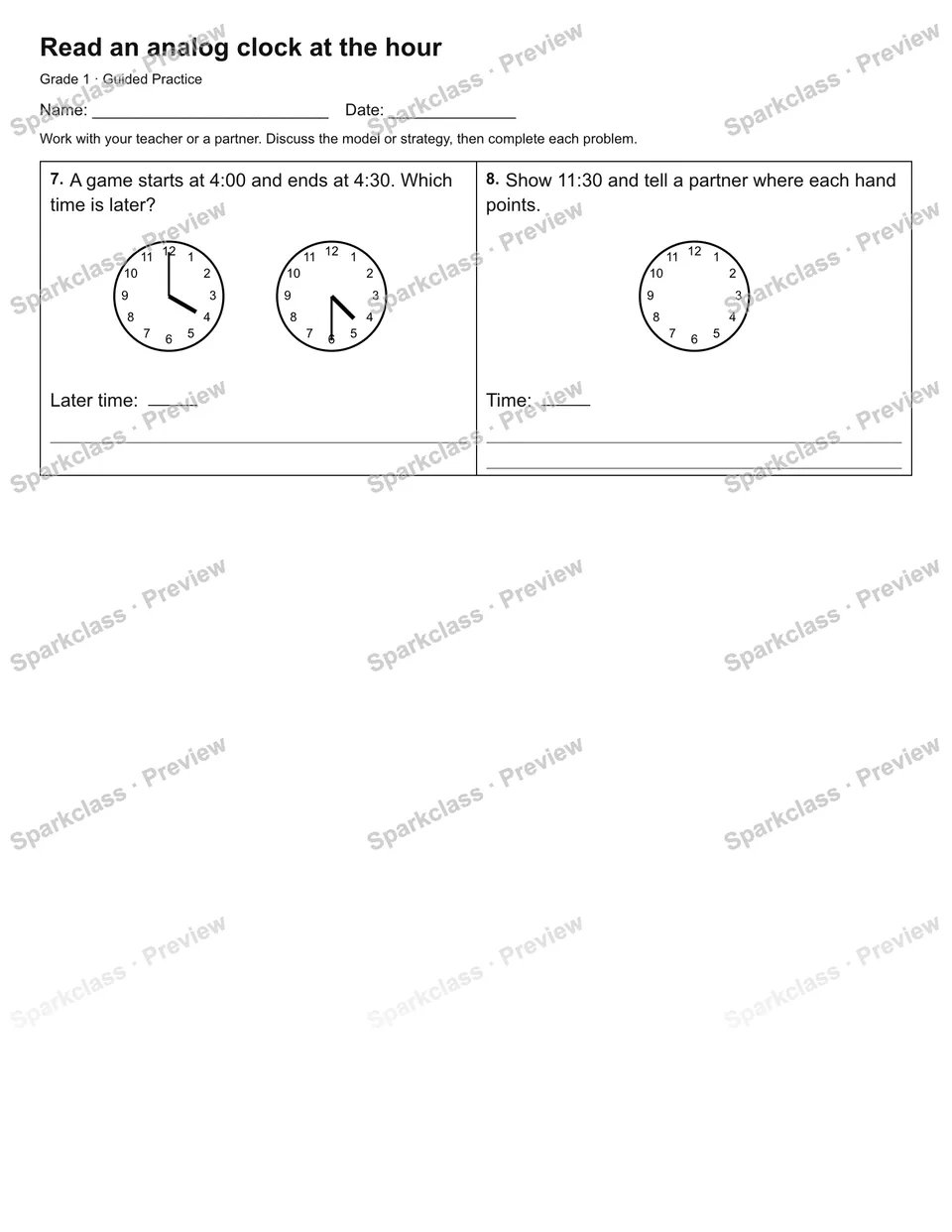 Read an analog clock at the hour — Guided Practice — page 2