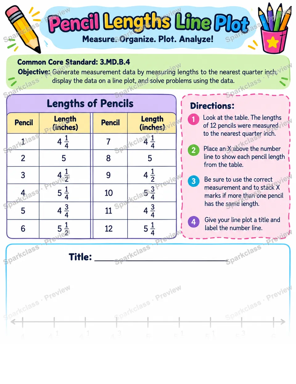 Create Line Plot 01 — Grade 3 worksheet preview