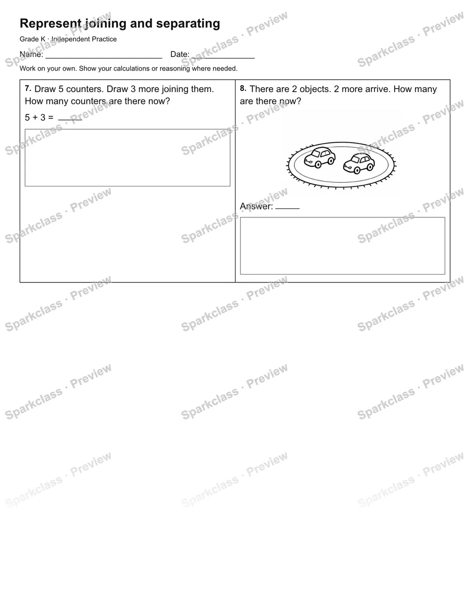 Represent joining and separating — Independent Practice — page 2
