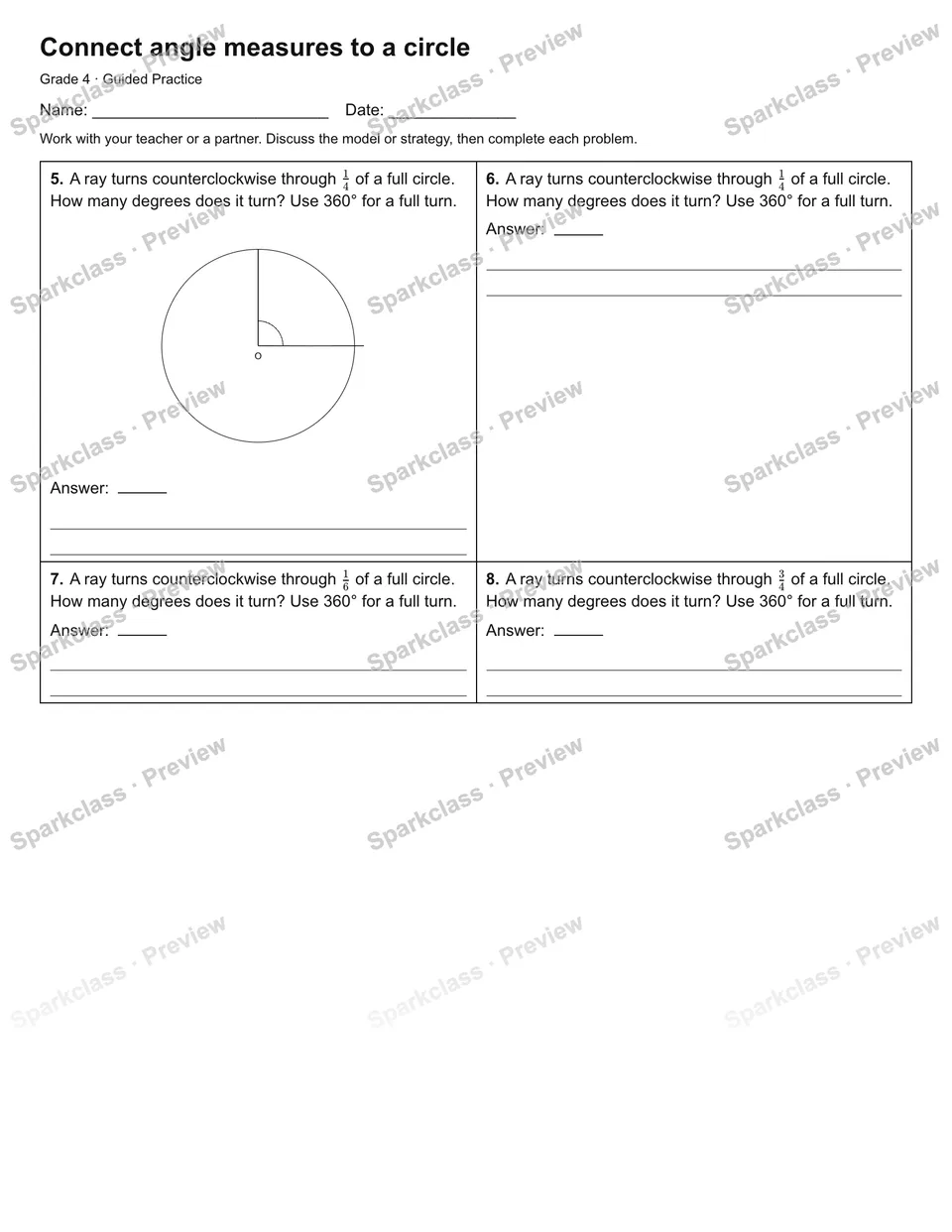 Connect angle measures to a circle — Guided Practice — page 2