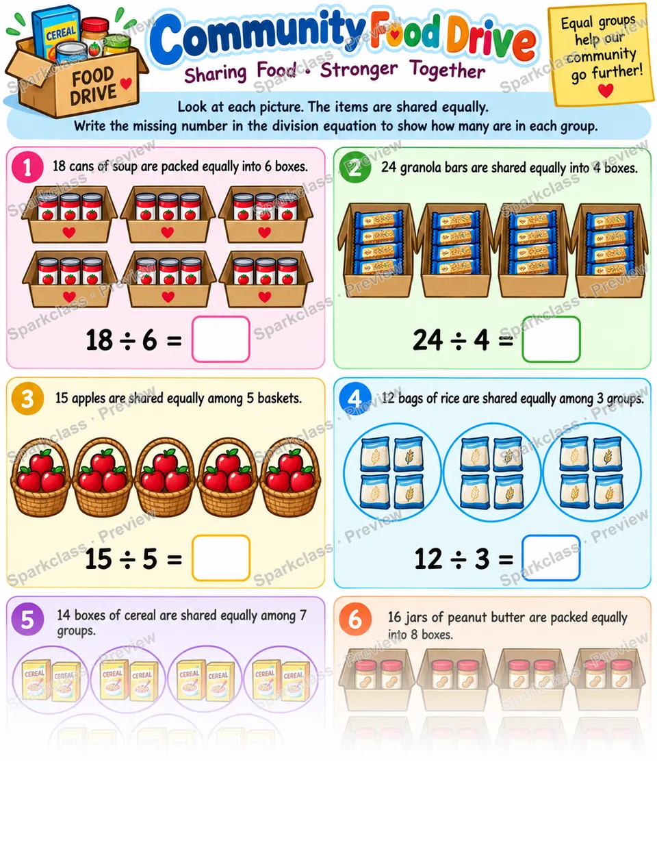 Division as Equal Groups — Grade 4 worksheet preview
