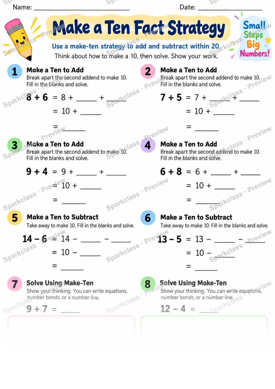 2.OA.B.2 · Make Ten Fluency — Grade 2 worksheet preview
