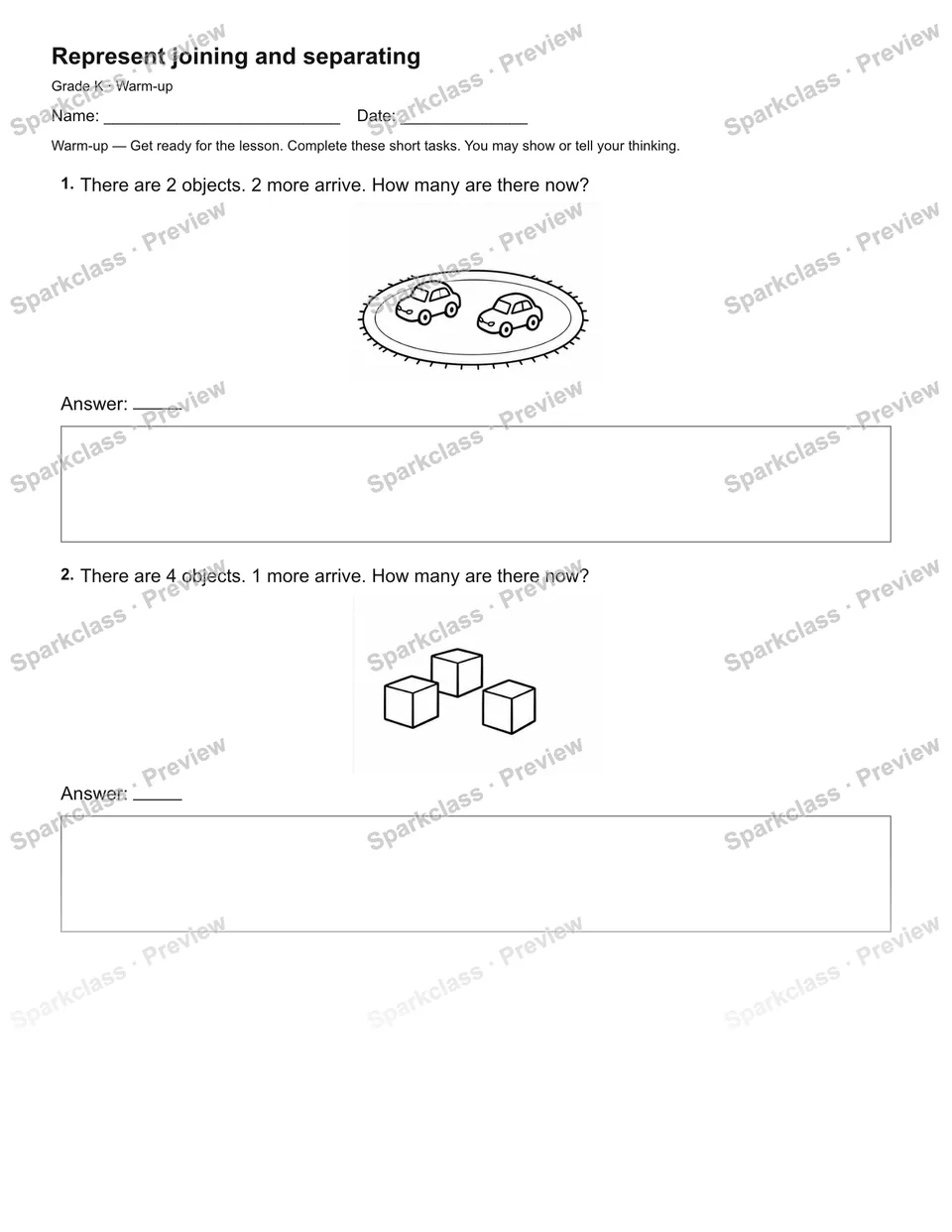 Represent joining and separating — Warm-up — page 2
