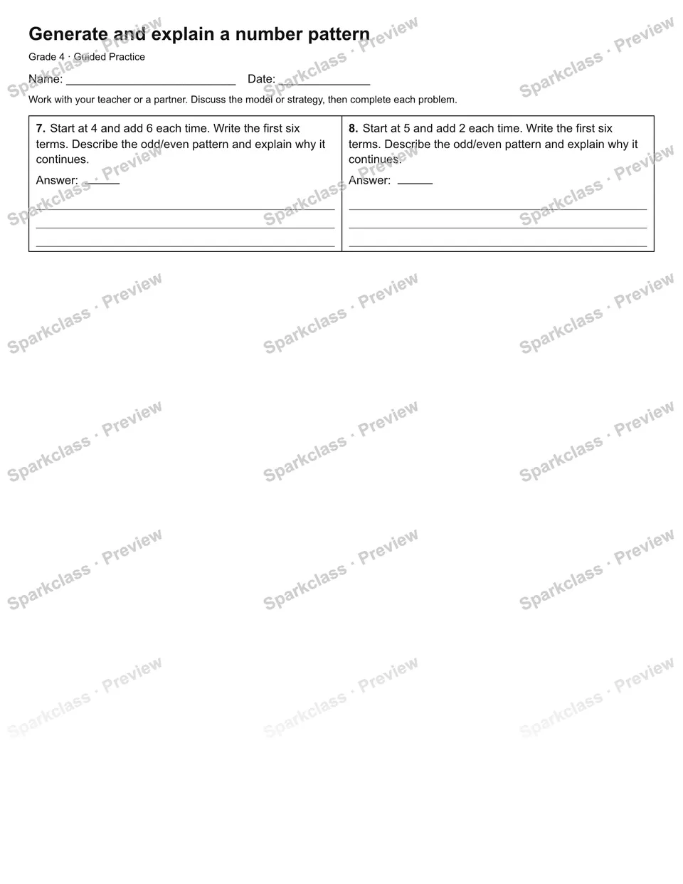 Generate and explain a number pattern — Guided Practice — page 2