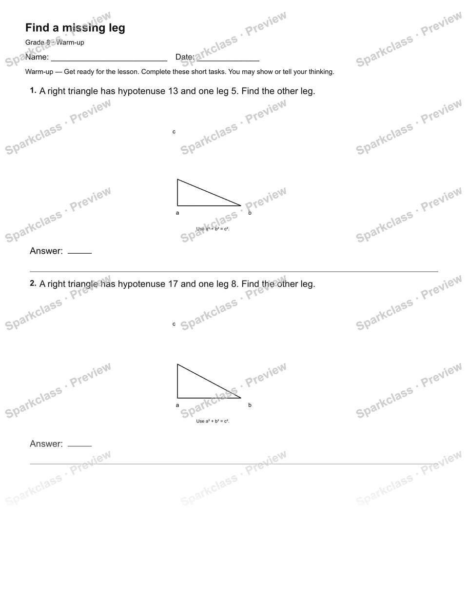 Find a missing leg — Warm-up — page 2
