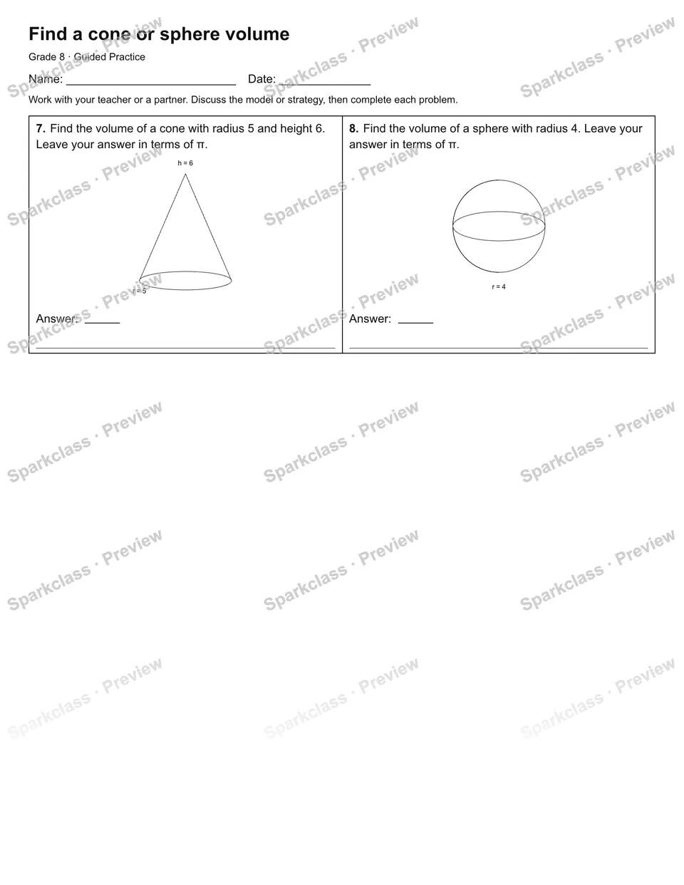 Find a cone or sphere volume — Guided Practice — page 2