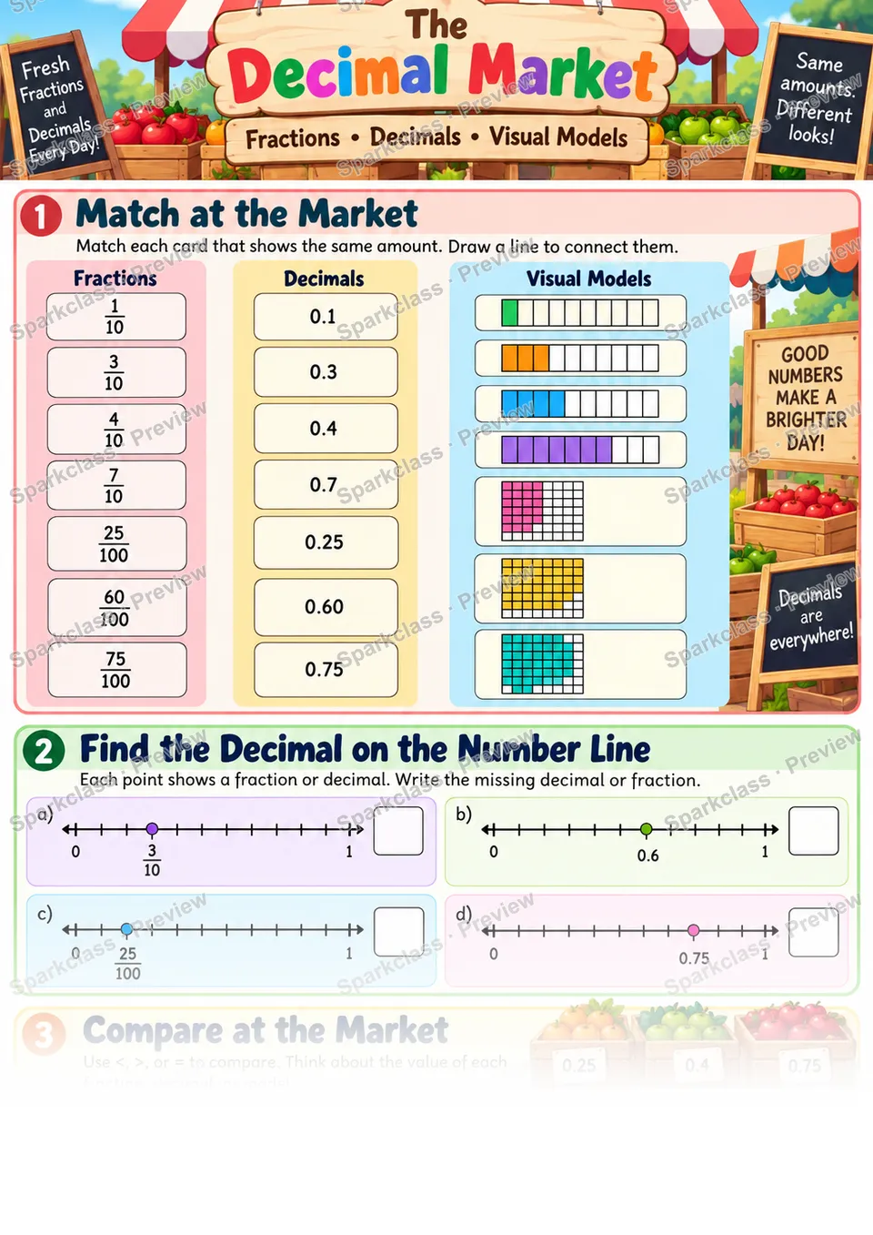 Decimal Market Review — Grade 4 worksheet preview