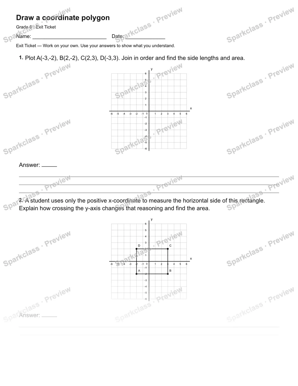 Draw a coordinate polygon — Exit Ticket — page 2