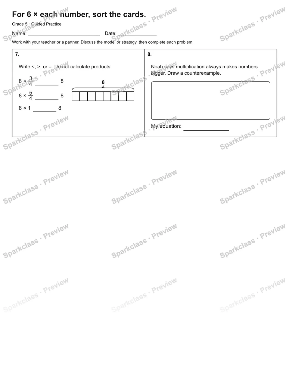 For 6 × each number, sort the cards. — Guided Practice — page 2