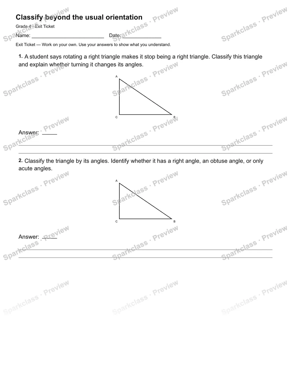 Classify beyond the usual orientation — Exit Ticket — page 2