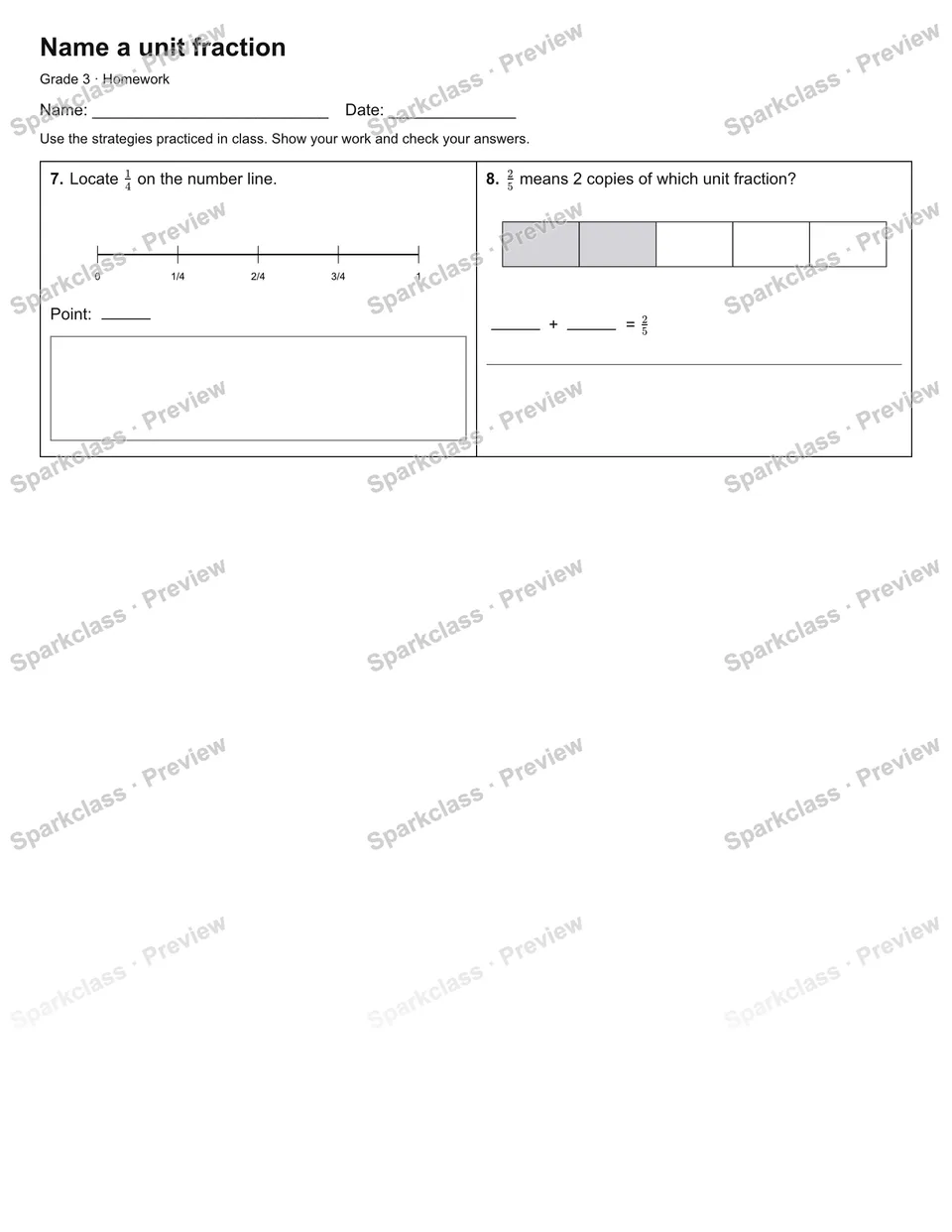 Name a unit fraction — Homework — page 2