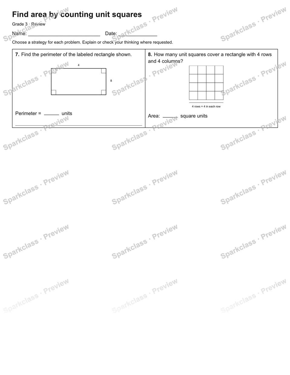 Find area by counting unit squares — Review — page 2