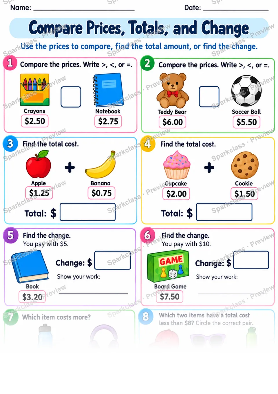 2.MD.C.8 · Money Independent — Grade 2 worksheet preview