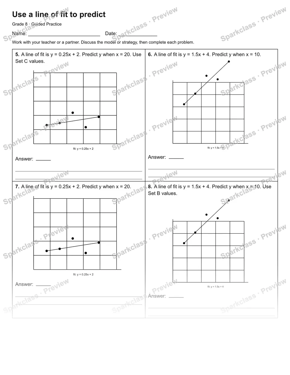 Use a line of fit to predict — Guided Practice — page 2