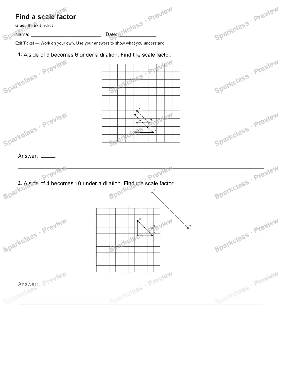 Find a scale factor — Exit Ticket — page 2