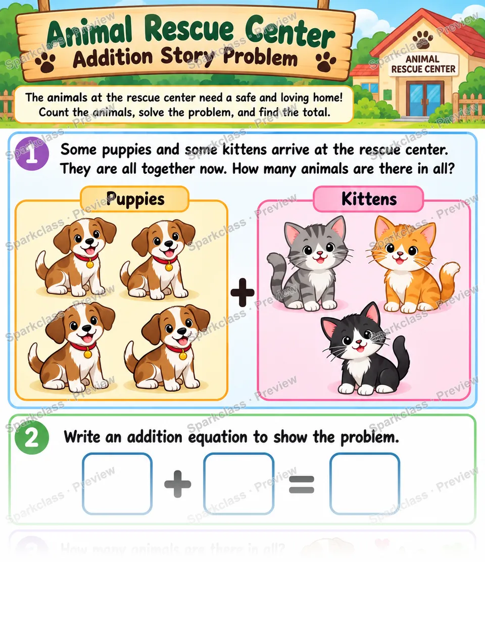 Put Together Unknown Whole — Grade 1 worksheet preview