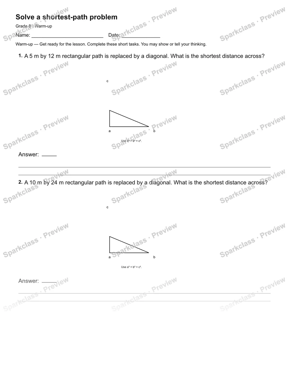 Solve a shortest-path problem — Warm-up — page 2