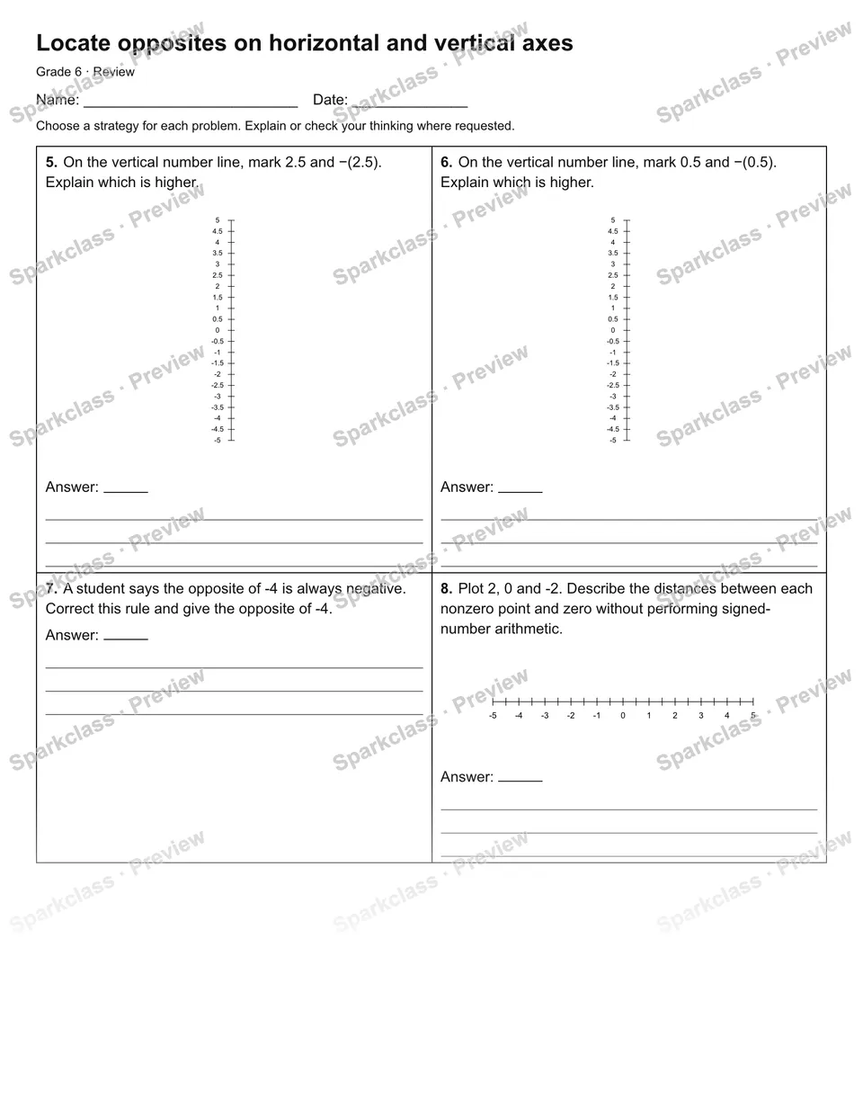 Locate opposites on horizontal and vertical axes — Review — page 2