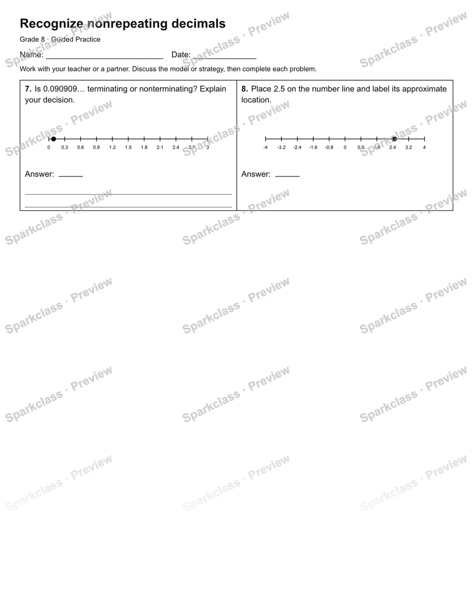 Recognize nonrepeating decimals — Guided Practice — page 2