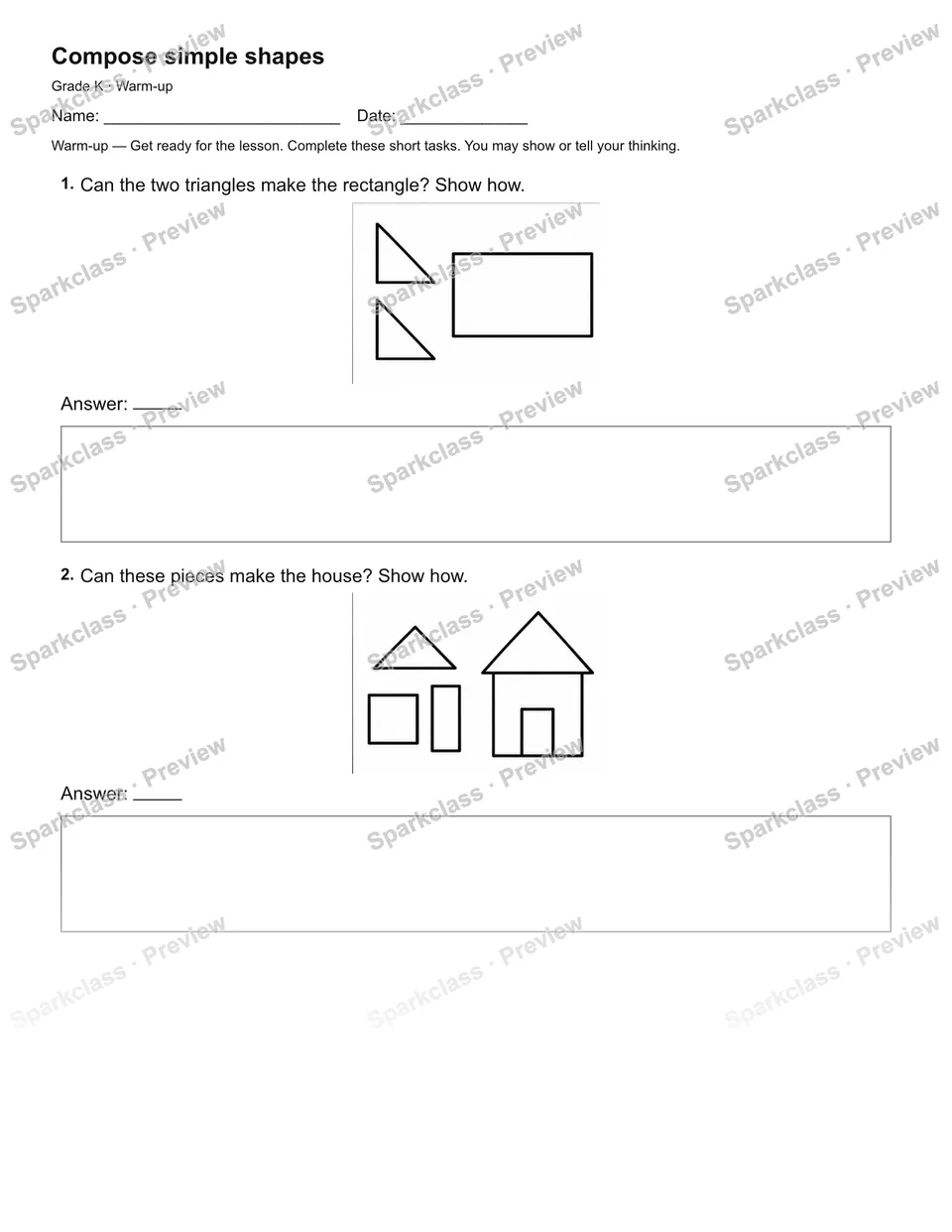 Compose simple shapes — Warm-up — page 2