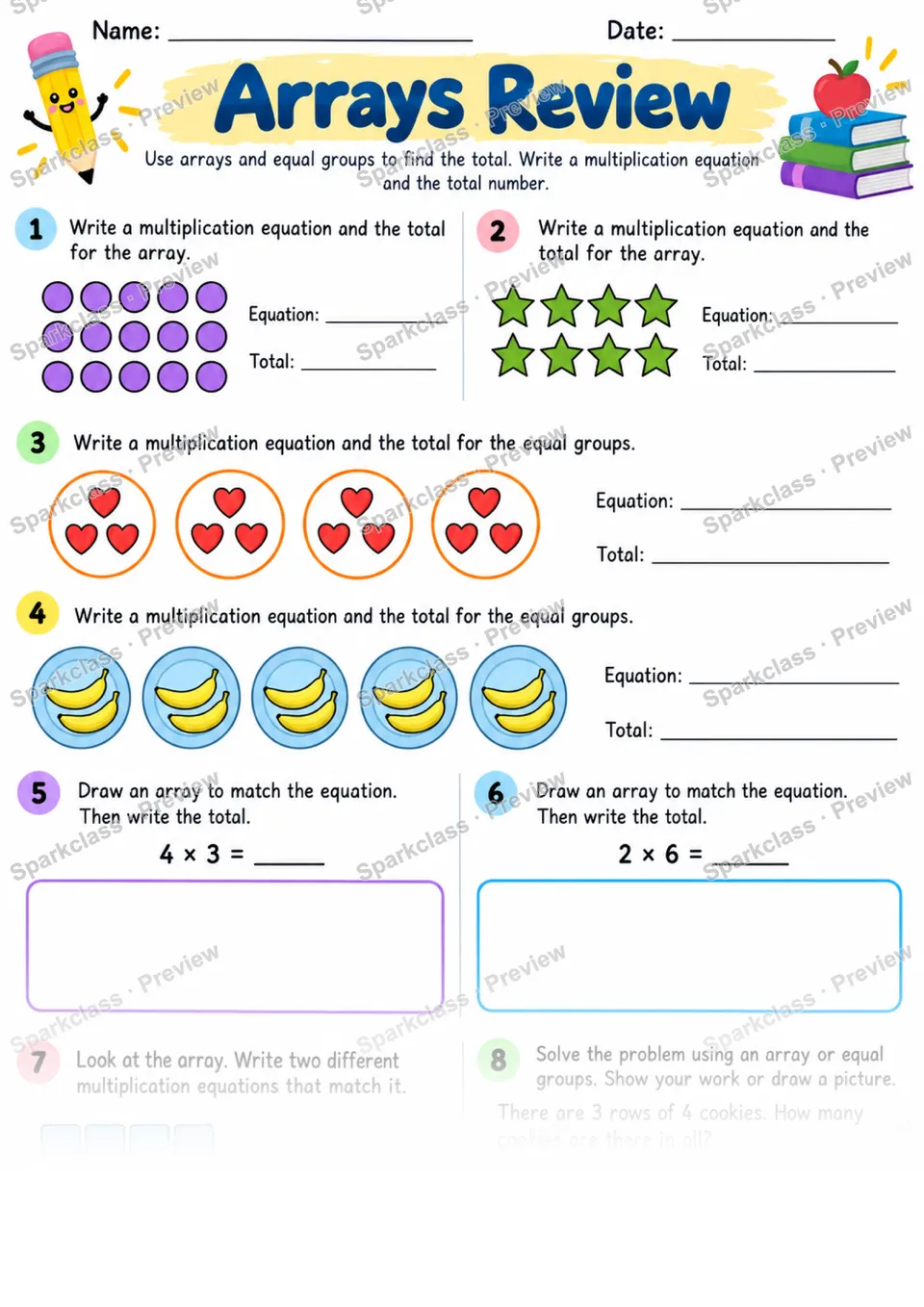 2.OA.C.4 · Array Review — Grade 2 worksheet preview